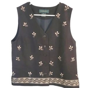 Ladies Bushwacker Lightweight Corduroy Black Vest Embroidered Sz M